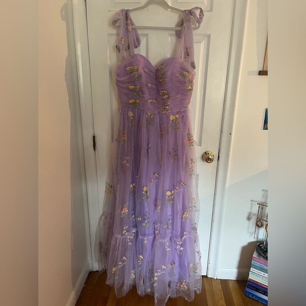 Long, Tulle, Lavender detailed dress